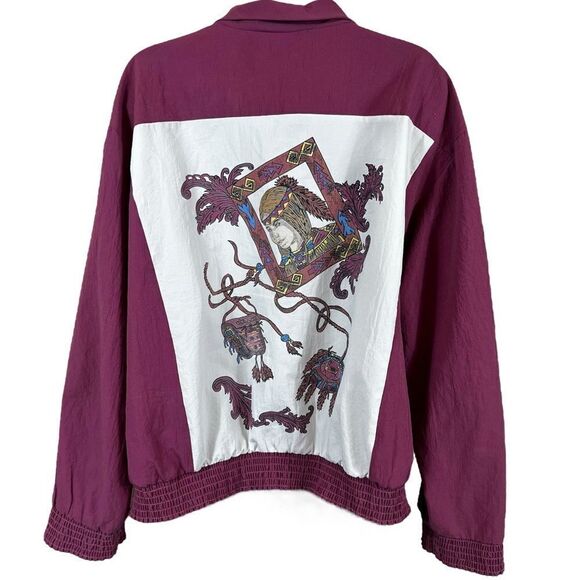 Vintage 80’s Native American Print Windbreaker Bomber Jacket - Picture 12 of 12